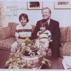 A young Justin Rodriguez seen here with older Brother Stephen & President Jimmy Carter during a historic visit to their Family home in Los Angeles, 1979.