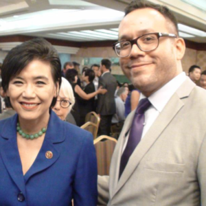 Attorney Justin Rodriguez with Judy Chu, the Democratic representative from California's 27th Congressional District in the U.S. House and the first Chinese American woman elected to the U.S. Congress.